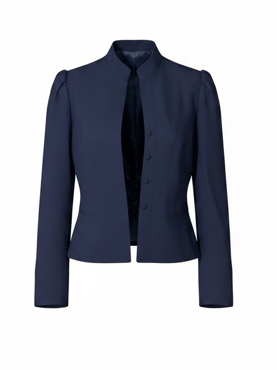 Vintage Sasson 80’s Tailored Navy Women's Collarless Blazer Jacket